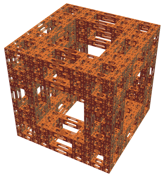 Menger sponge affine variant, stage 4