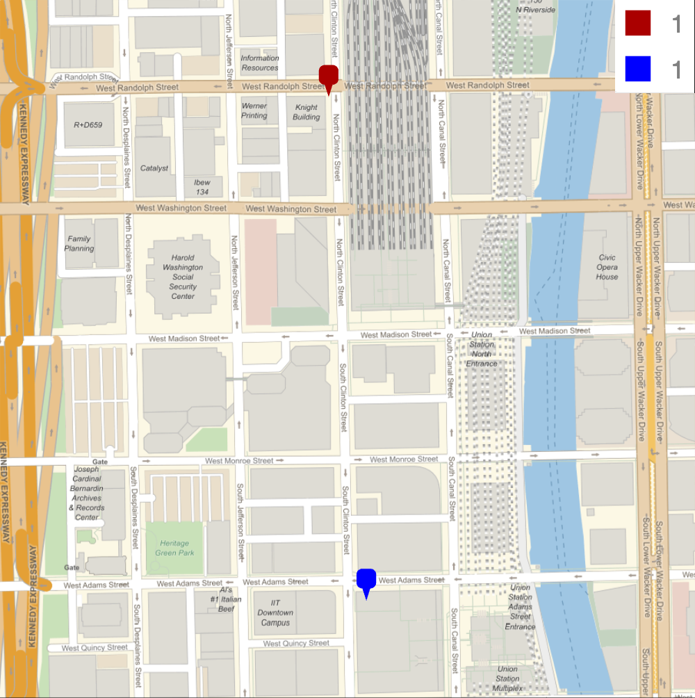 Street map showing location of 2 sidewalk bears